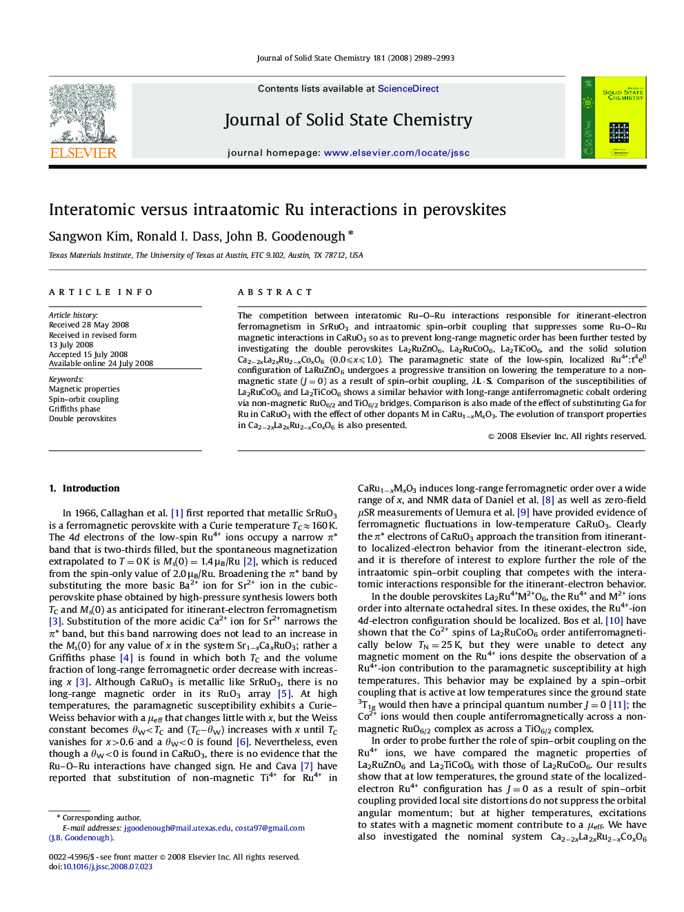 Interatomic versus intraatomic Ru interactions in perovskites