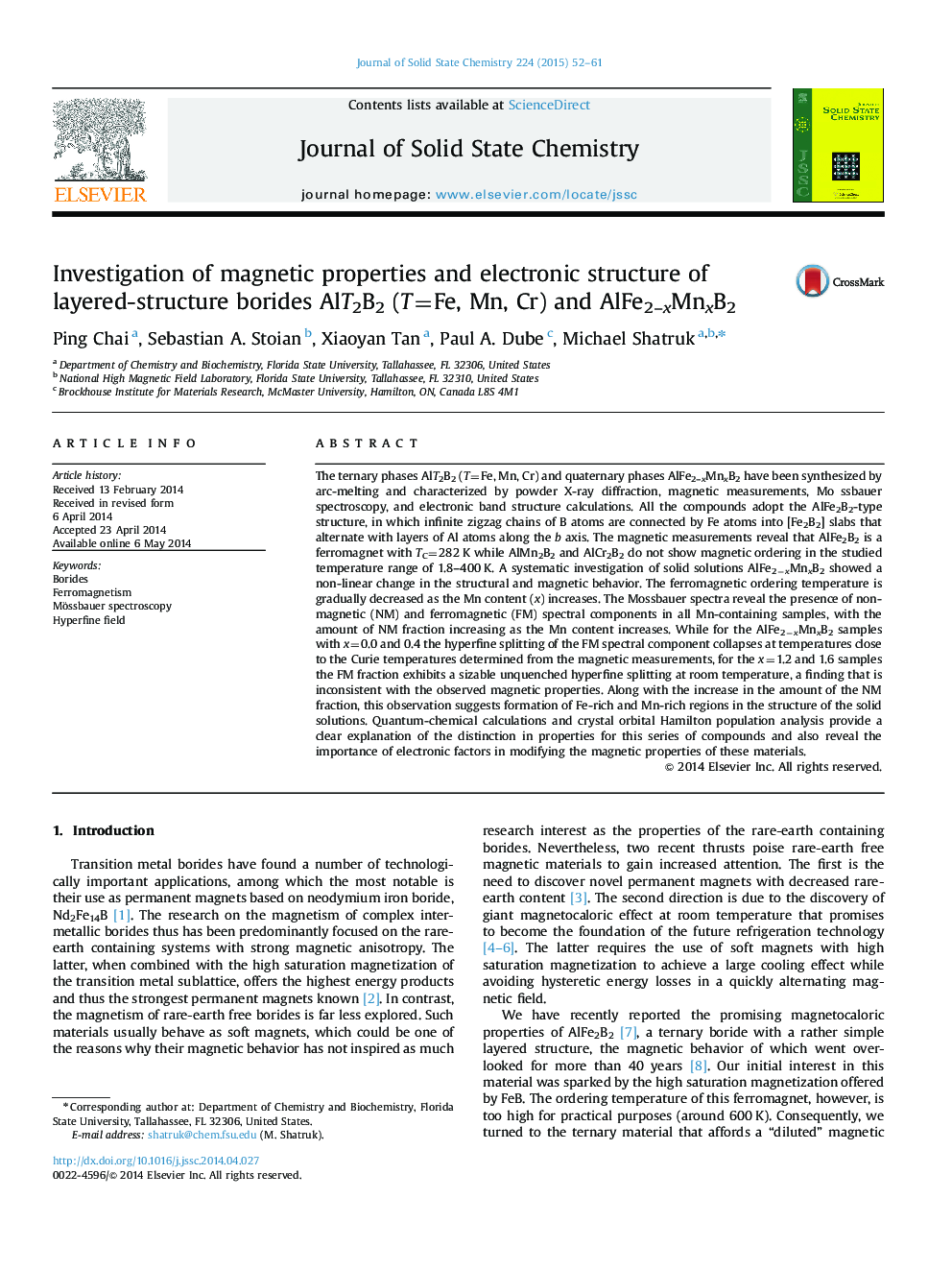 Investigation of magnetic properties and electronic structure of layered-structure borides AlT2B2 (T=Fe, Mn, Cr) and AlFe2–xMnxB2