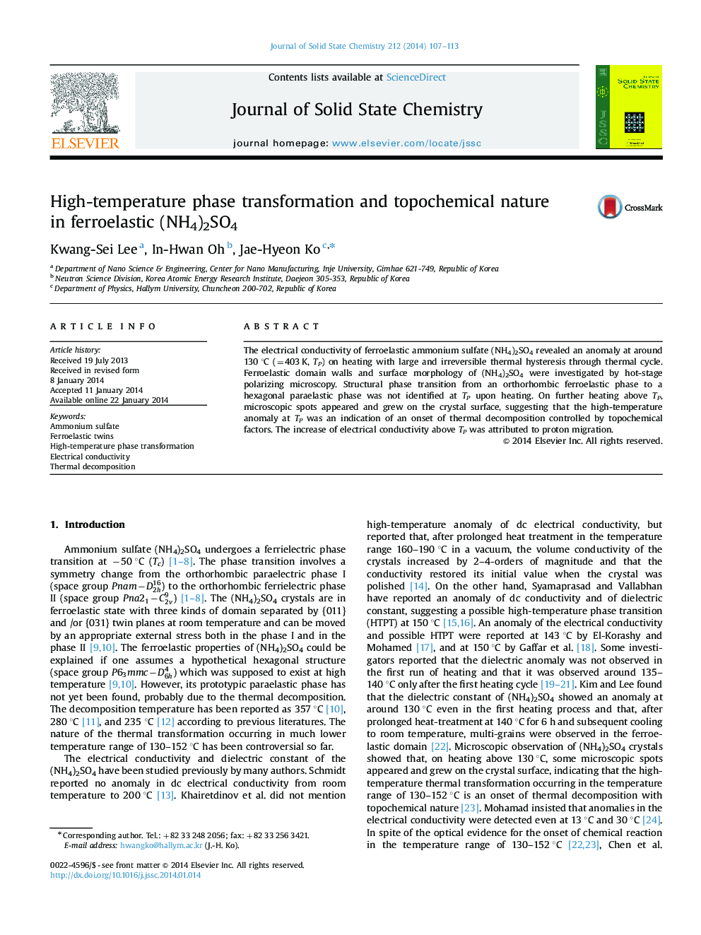 High-temperature phase transformation and topochemical nature in ferroelastic (NH4)2SO4