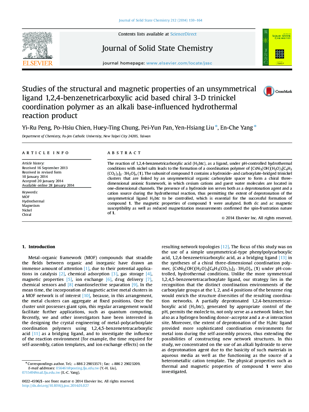 Studies of the structural and magnetic properties of an unsymmetrical ligand 1,2,4-benzenetricarboxylic acid based chiral 3-D trinickel coordination polymer as an alkali base-influenced hydrothermal reaction product