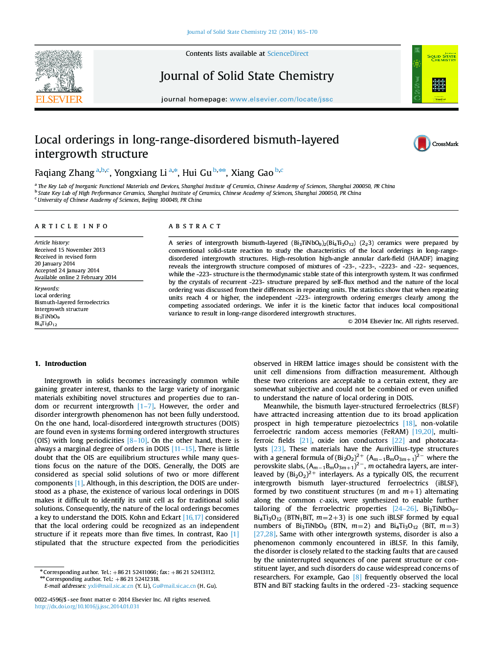 Local orderings in long-range-disordered bismuth-layered intergrowth structure