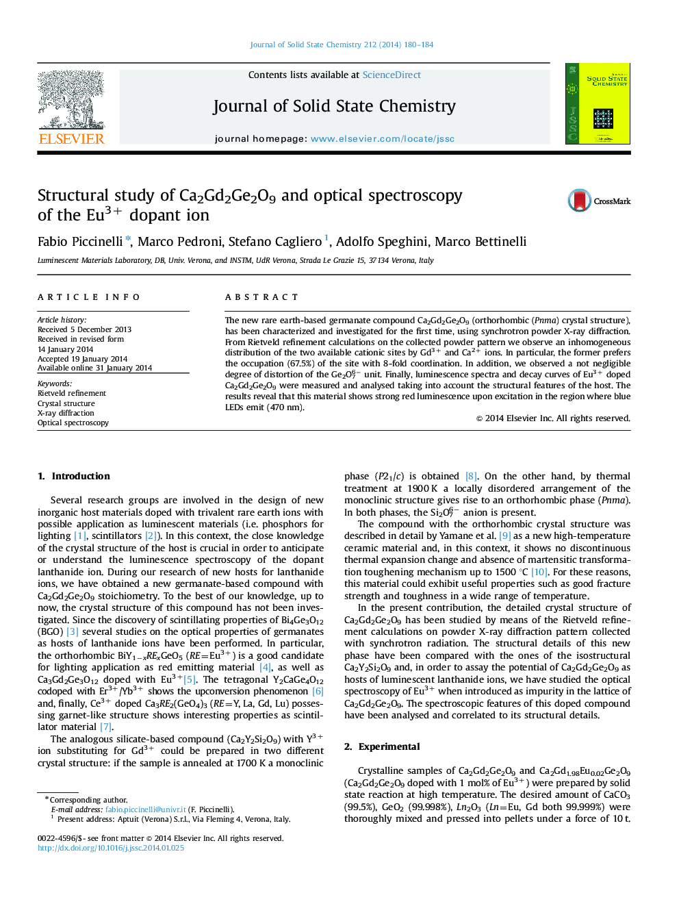 Structural study of Ca2Gd2Ge2O9 and optical spectroscopy of the Eu3+ dopant ion