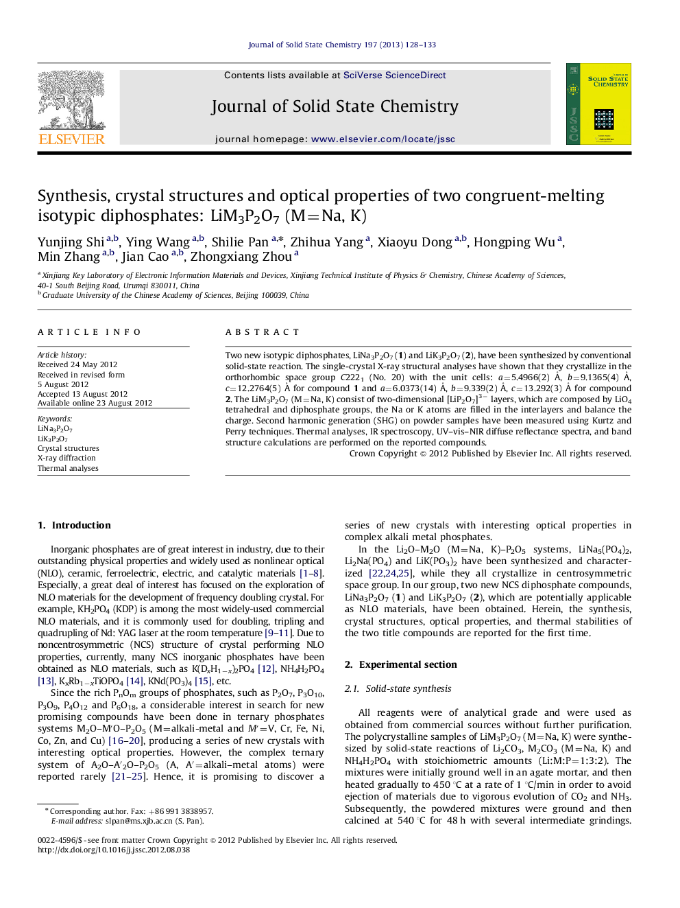 Synthesis, crystal structures and optical properties of two congruent-melting isotypic diphosphates: LiM3P2O7 (M=Na, K)