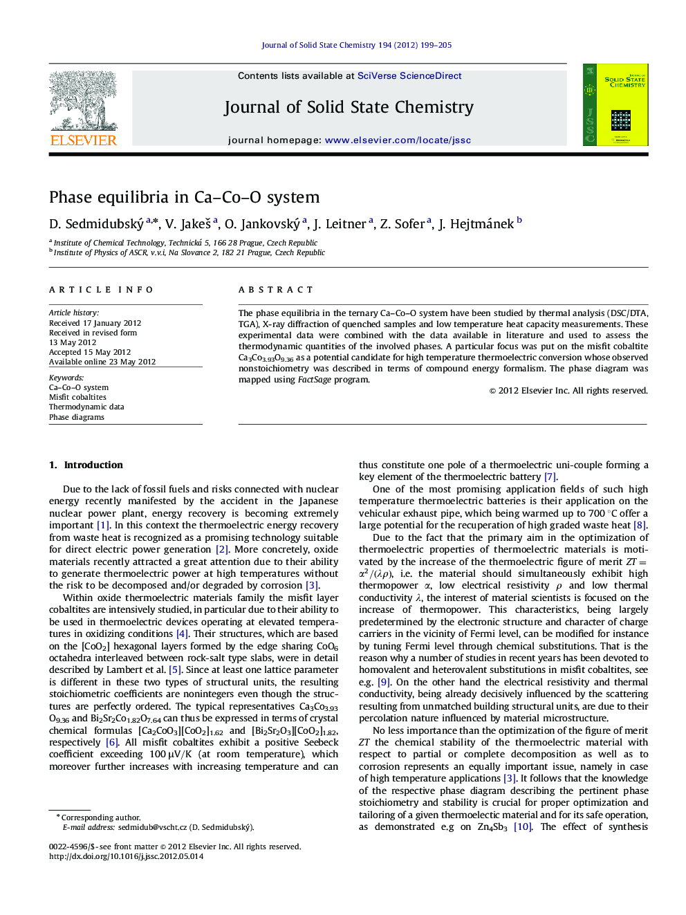 Phase equilibria in Ca–Co–O system