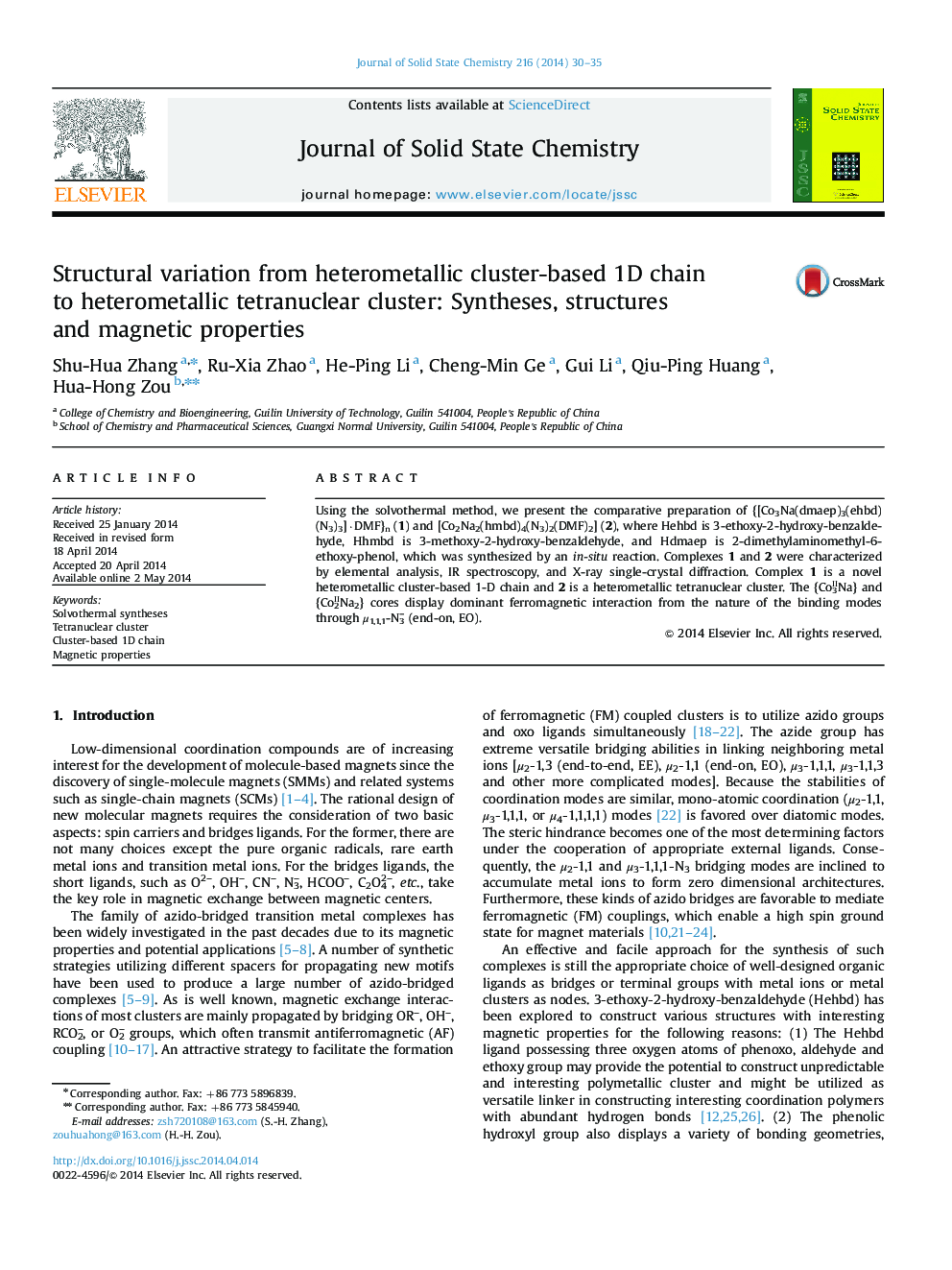 Structural variation from heterometallic cluster-based 1D chain to heterometallic tetranuclear cluster: Syntheses, structures and magnetic properties