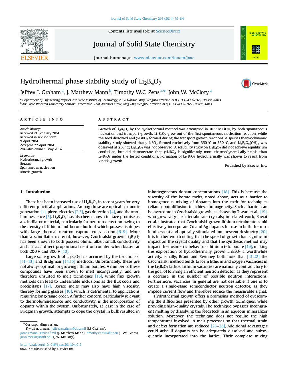 Hydrothermal phase stability study of Li2B4O7
