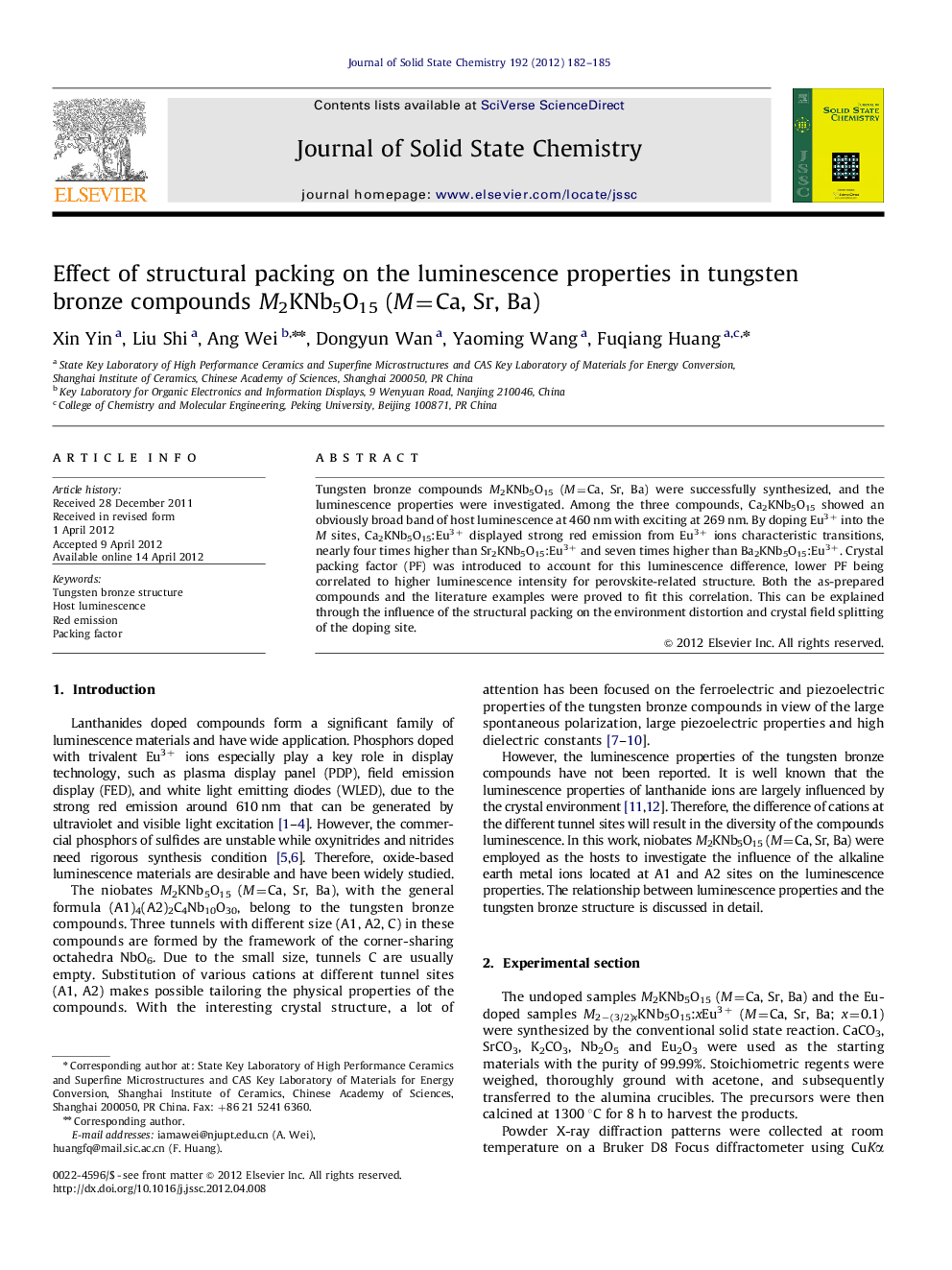 Effect of structural packing on the luminescence properties in tungsten bronze compounds M2KNb5O15 (M=Ca, Sr, Ba)