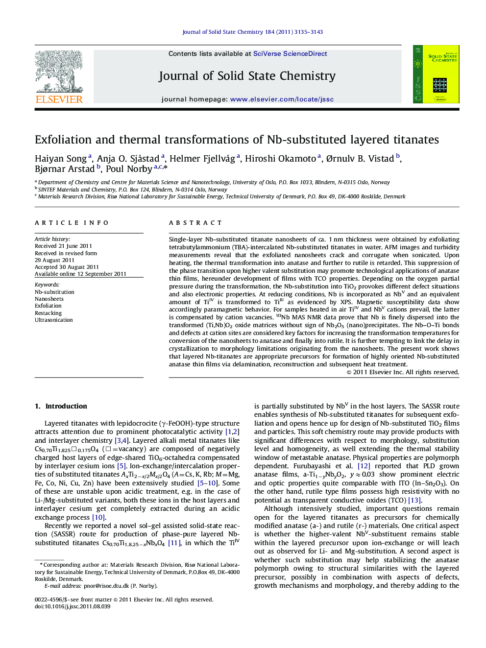 Exfoliation and thermal transformations of Nb-substituted layered titanates