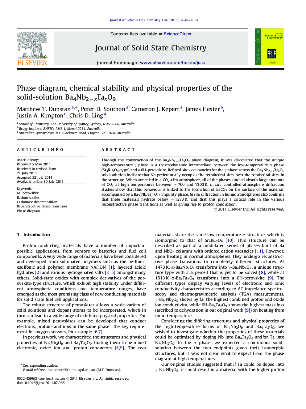 Phase diagram, chemical stability and physical properties of the solid-solution Ba4Nb2−xTaxO9