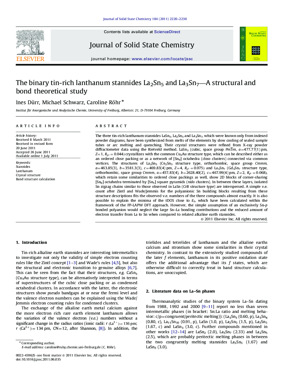 The binary tin-rich lanthanum stannides La2Sn5 and La3Sn7—A structural and bond theoretical study