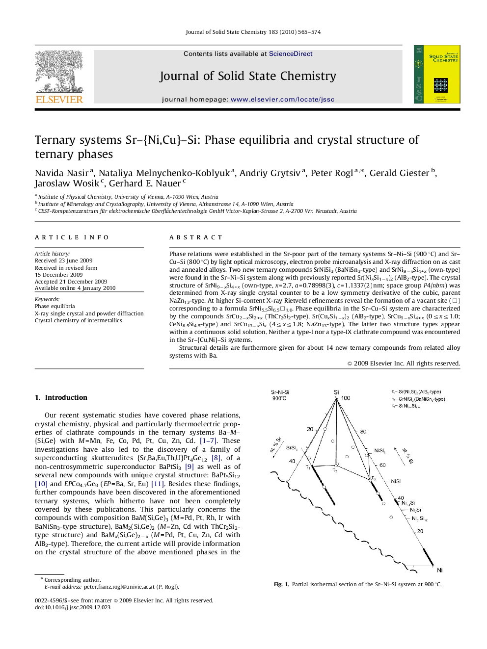 Ternary systems Sr–{Ni,Cu}–Si: Phase equilibria and crystal structure of ternary phases