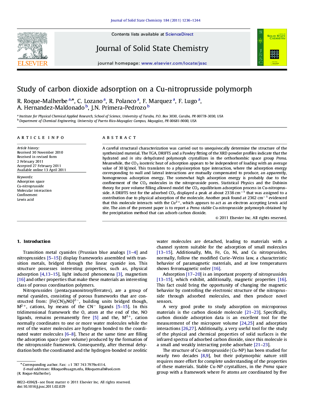 Study of carbon dioxide adsorption on a Cu-nitroprusside polymorph