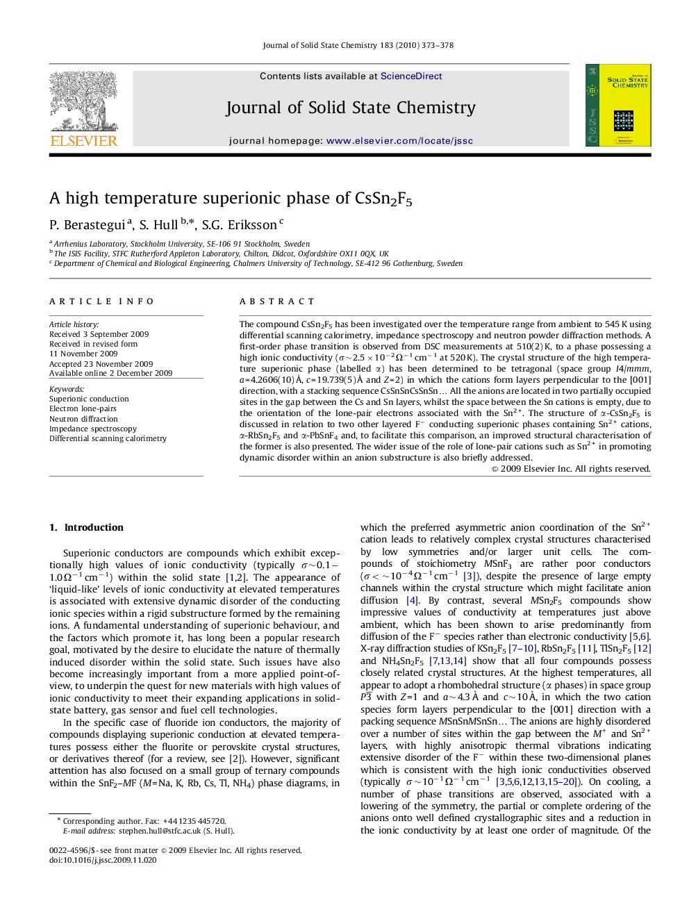 A high temperature superionic phase of CsSn2F5