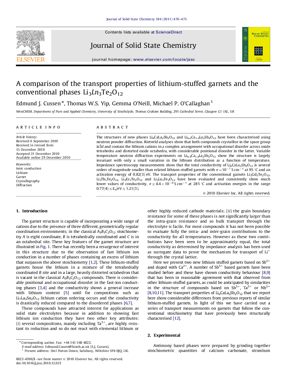 A comparison of the transport properties of lithium-stuffed garnets and the conventional phases Li3Ln3Te2O12