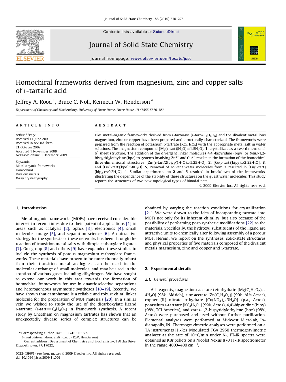 Homochiral frameworks derived from magnesium, zinc and copper salts of l-tartaric acid