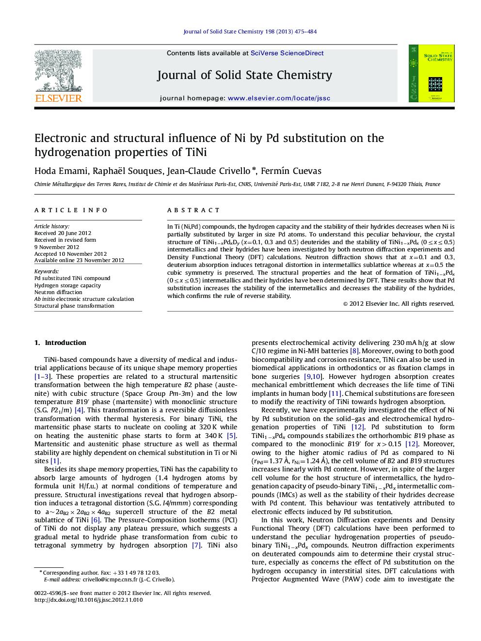 Electronic and structural influence of Ni by Pd substitution on the hydrogenation properties of TiNi