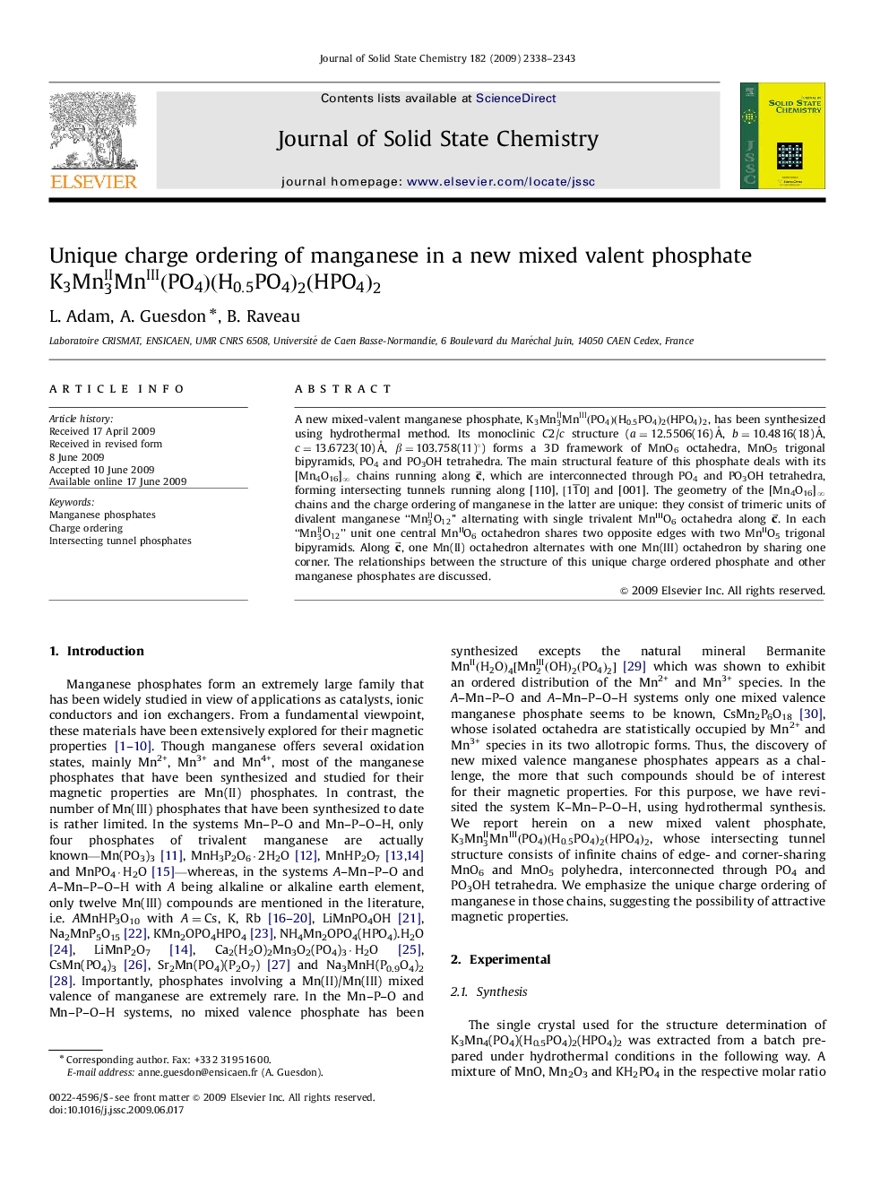 Unique charge ordering of manganese in a new mixed valent phosphate K3Mn3IIMnIII(PO4)(H0.5PO4)2(HPO4)2