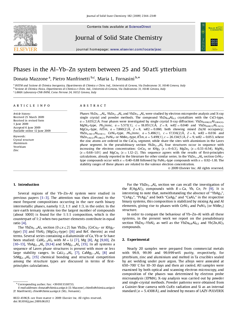 Phases in the Al–Yb–Zn system between 25 and 50 at% ytterbium