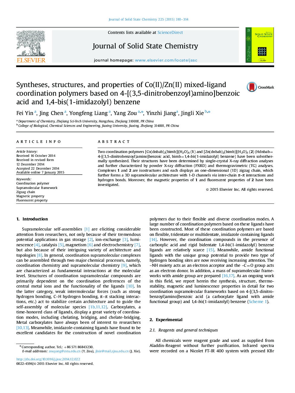 Syntheses, structures, and properties of Co(II)/Zn(II) mixed-ligand coordination polymers based on 4-[(3,5-dinitrobenzoyl)amino]benzoic acid and 1,4-bis(1-imidazolyl) benzene