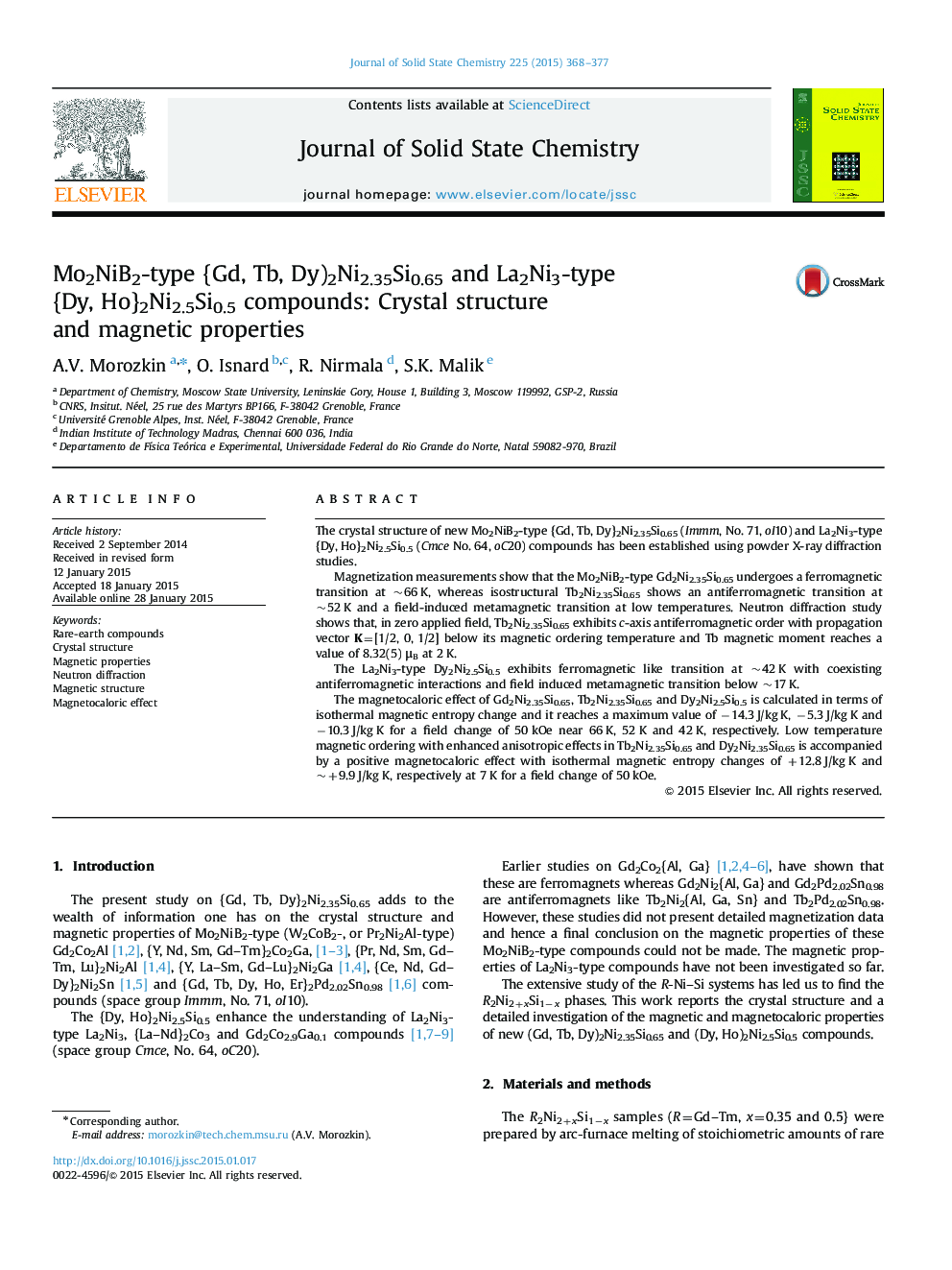 Mo2NiB2-type {Gd, Tb, Dy)2Ni2.35Si0.65 and La2Ni3-type {Dy, Ho}2Ni2.5Si0.5 compounds: Crystal structure and magnetic properties