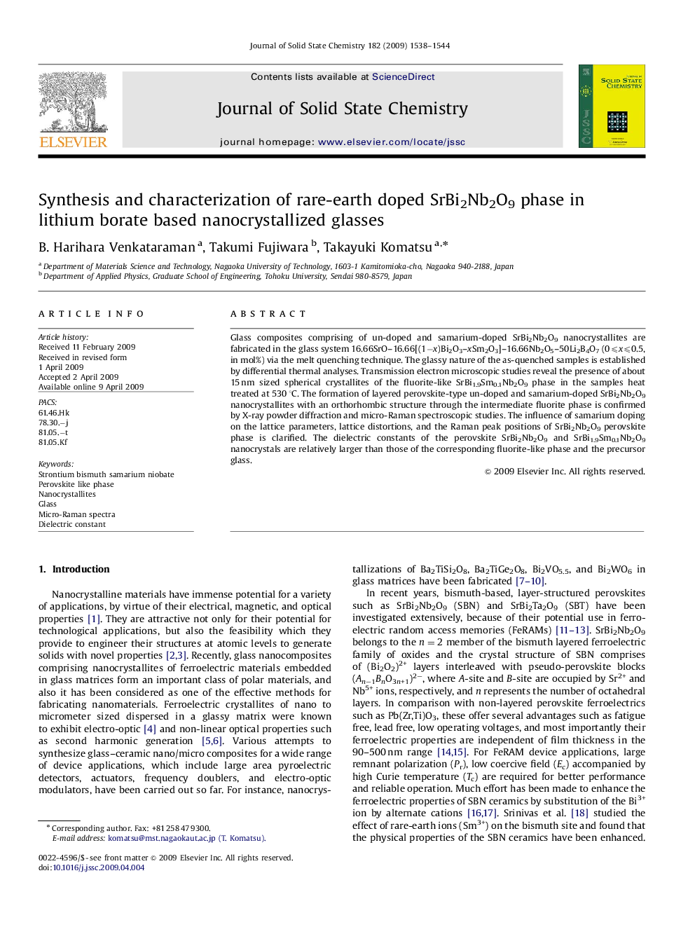 Synthesis and characterization of rare-earth doped SrBi2Nb2O9 phase in lithium borate based nanocrystallized glasses