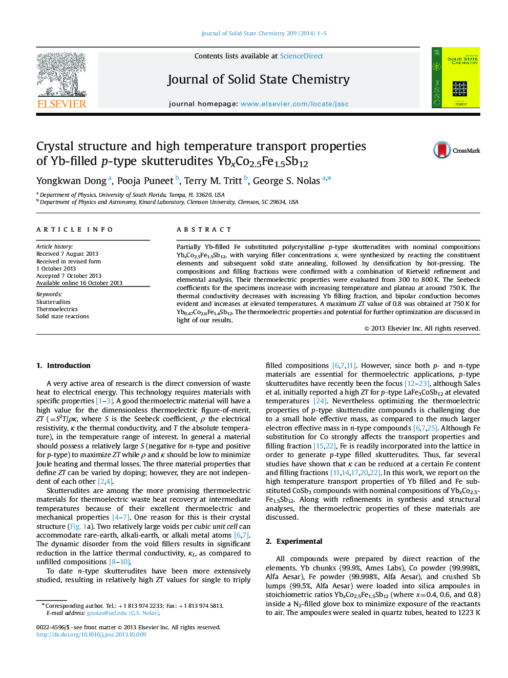 Crystal structure and high temperature transport properties of Yb-filled p-type skutterudites YbxCo2.5Fe1.5Sb12