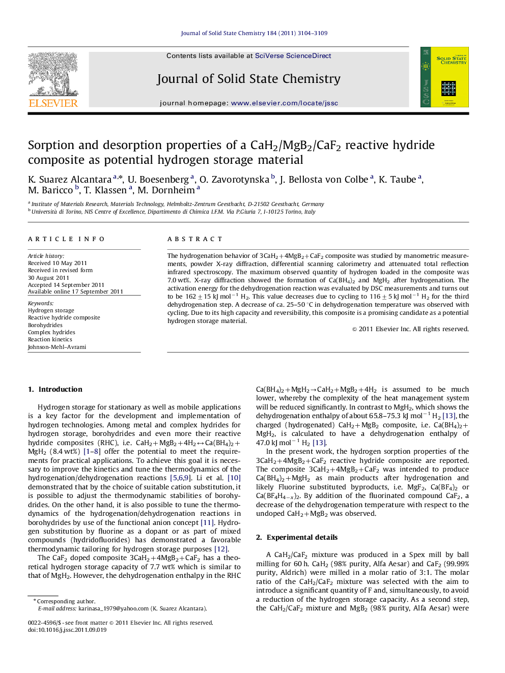 Sorption and desorption properties of a CaH2/MgB2/CaF2 reactive hydride composite as potential hydrogen storage material