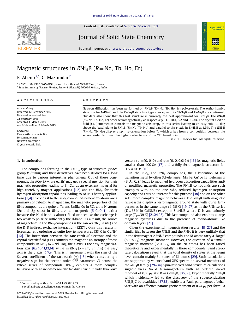 Magnetic structures in RNi4B (R=Nd, Tb, Ho, Er)