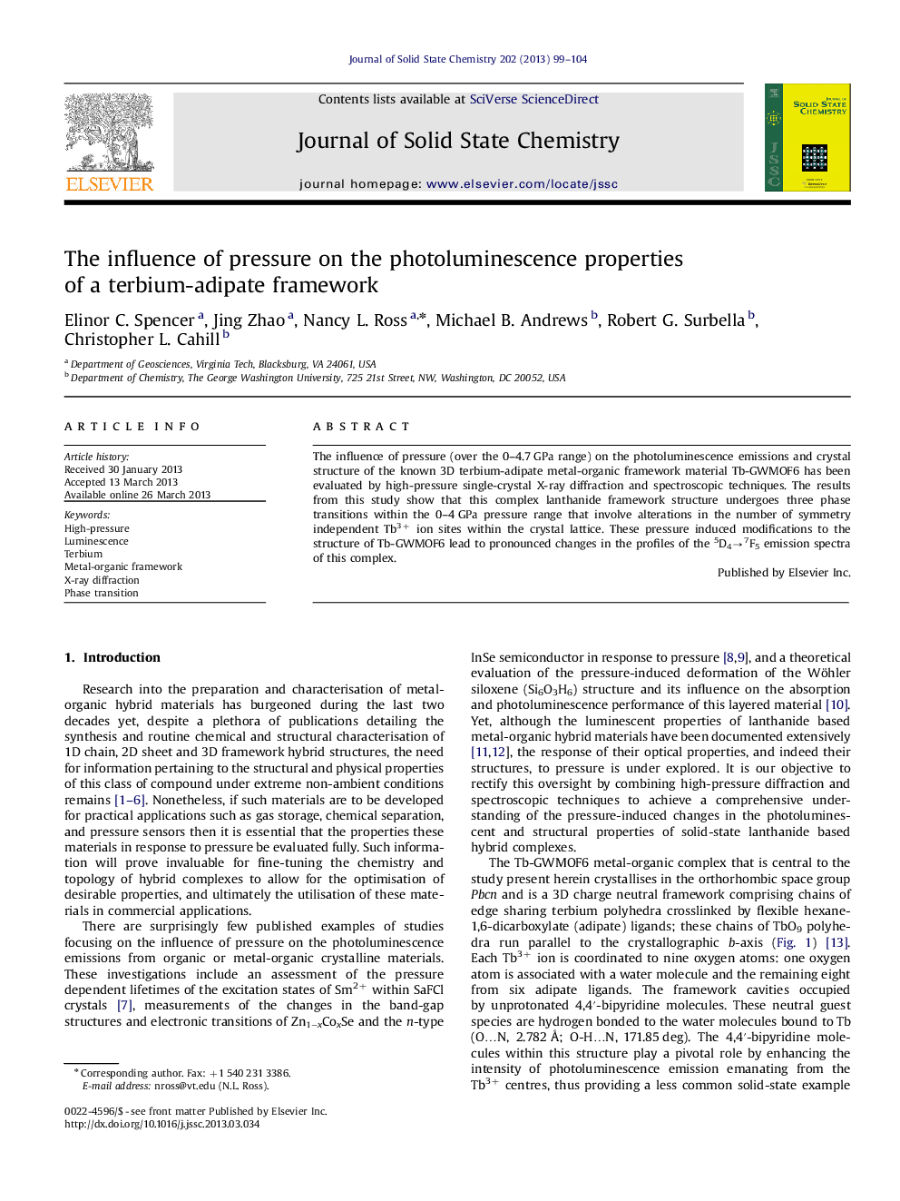 The influence of pressure on the photoluminescence properties of a terbium-adipate framework