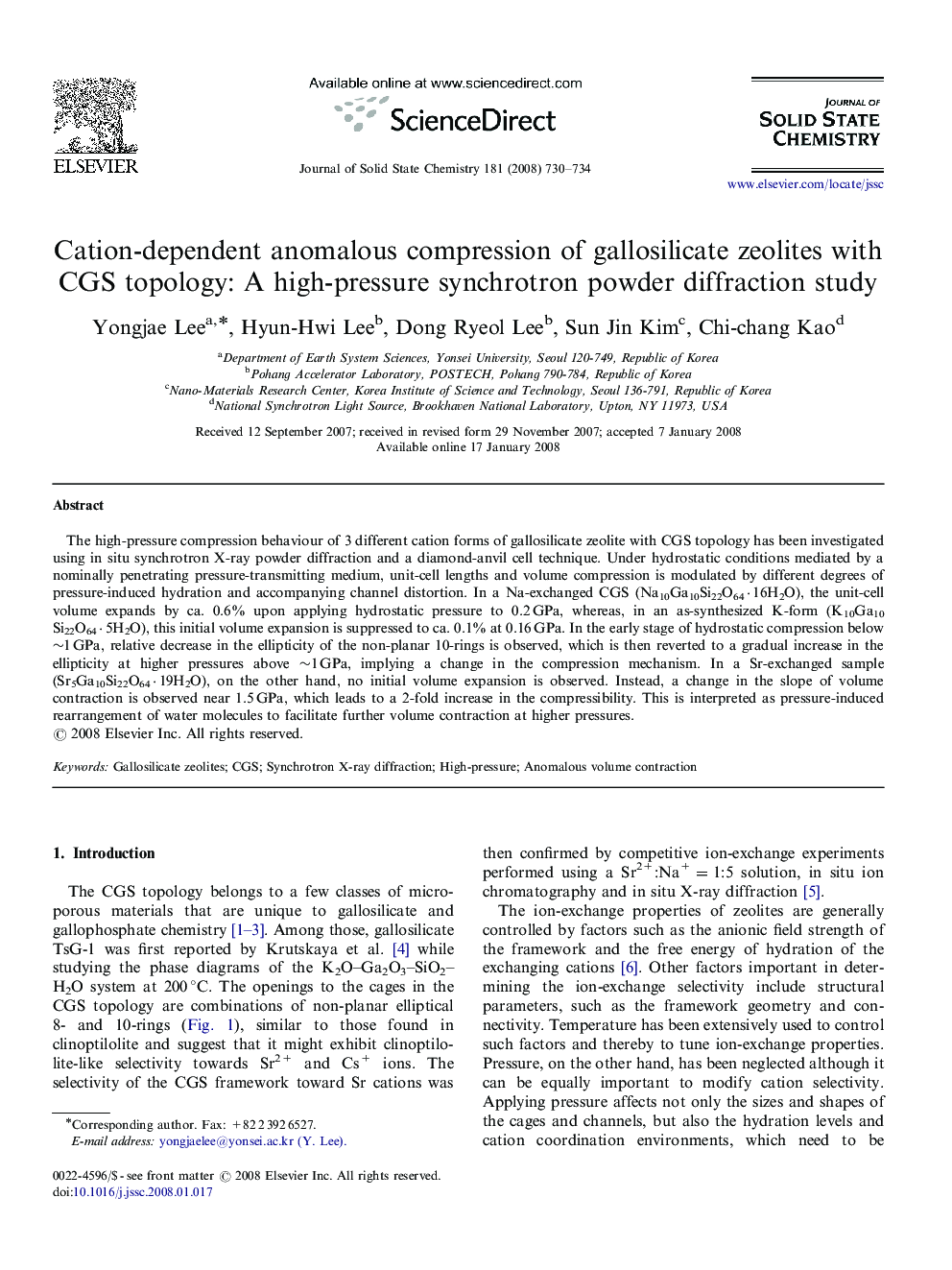 Cation-dependent anomalous compression of gallosilicate zeolites with CGS topology: A high-pressure synchrotron powder diffraction study