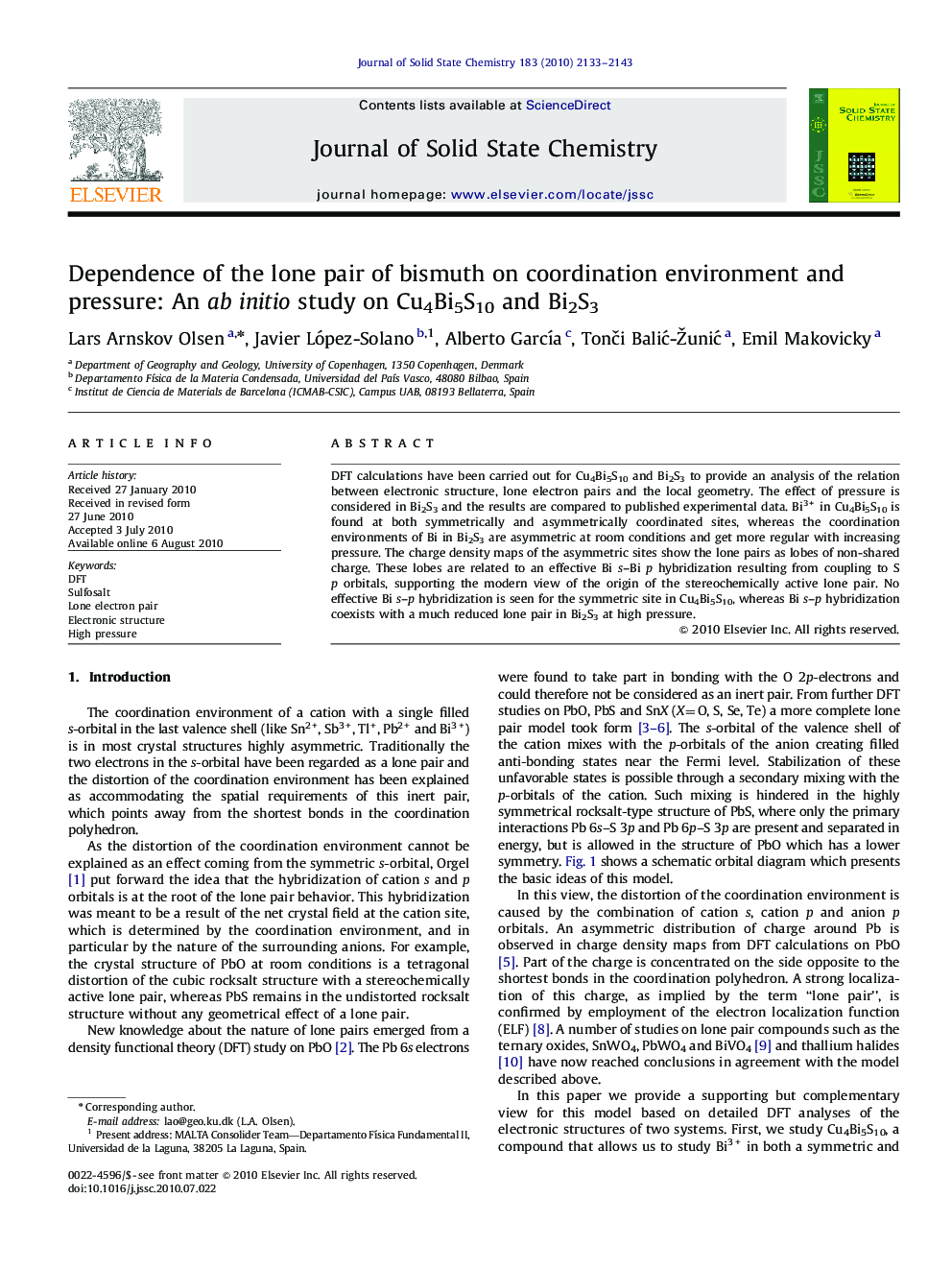 Dependence of the lone pair of bismuth on coordination environment and pressure: An ab initio study on Cu4Bi5S10 and Bi2S3