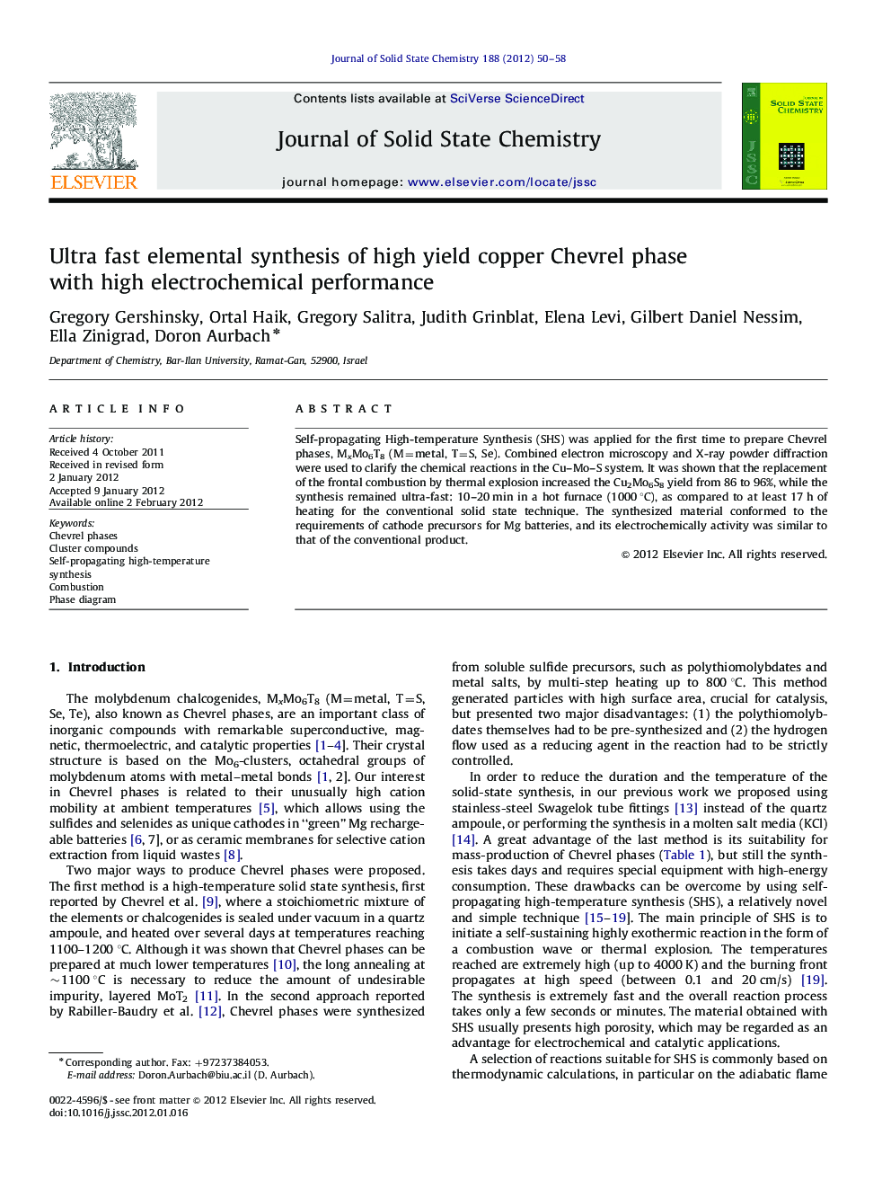 Ultra fast elemental synthesis of high yield copper Chevrel phase with high electrochemical performance