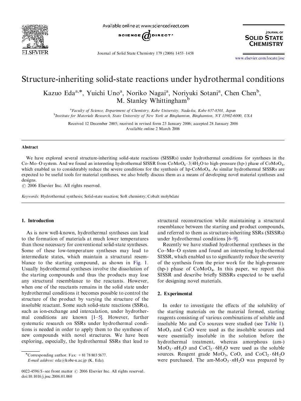 Structure-inheriting solid-state reactions under hydrothermal conditions