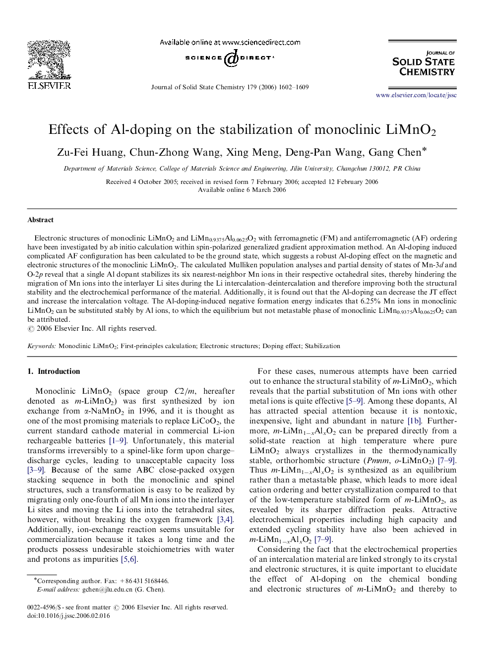 Effects of Al-doping on the stabilization of monoclinic LiMnO2