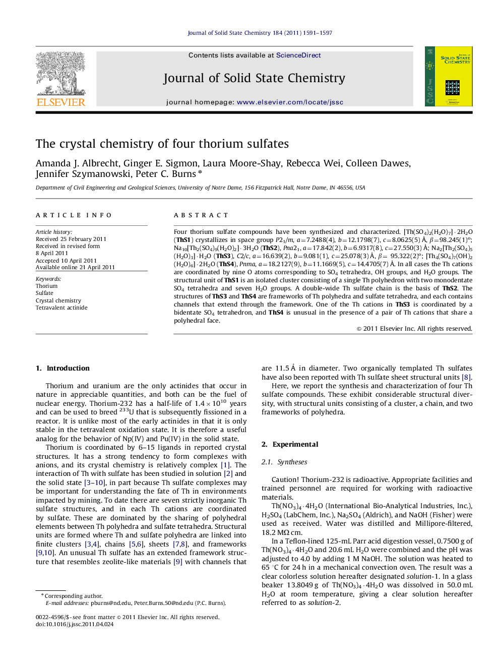 The crystal chemistry of four thorium sulfates