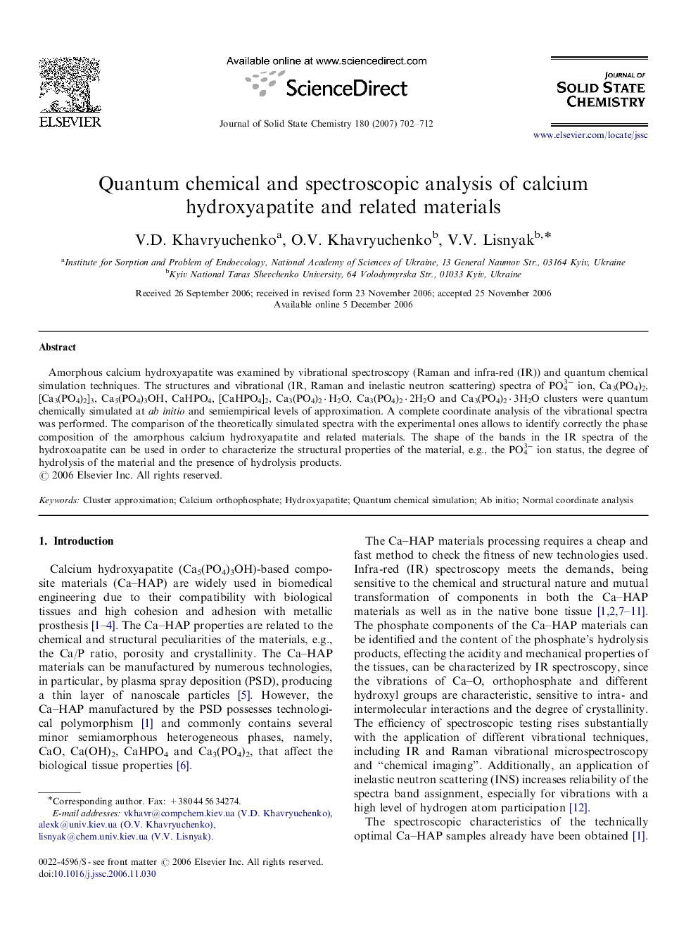 Quantum chemical and spectroscopic analysis of calcium hydroxyapatite and related materials