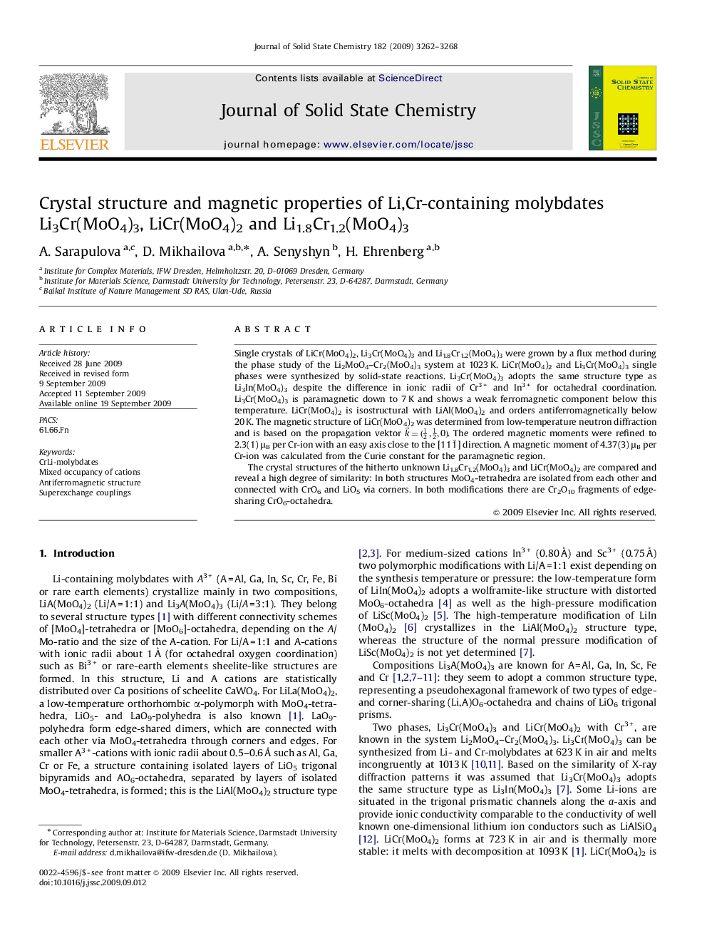 Crystal structure and magnetic properties of Li,Cr-containing molybdates Li3Cr(MoO4)3, LiCr(MoO4)2 and Li1.8Cr1.2(MoO4)3