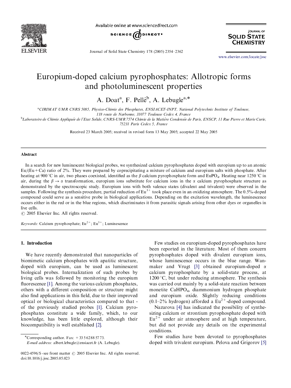 Europium-doped calcium pyrophosphates: Allotropic forms and photoluminescent properties