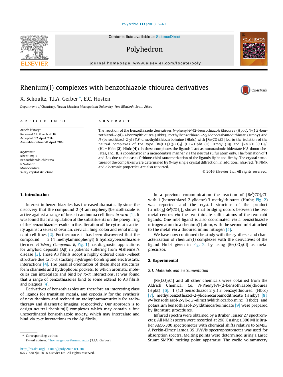 Rhenium(I) complexes with benzothiazole-thiourea derivatives