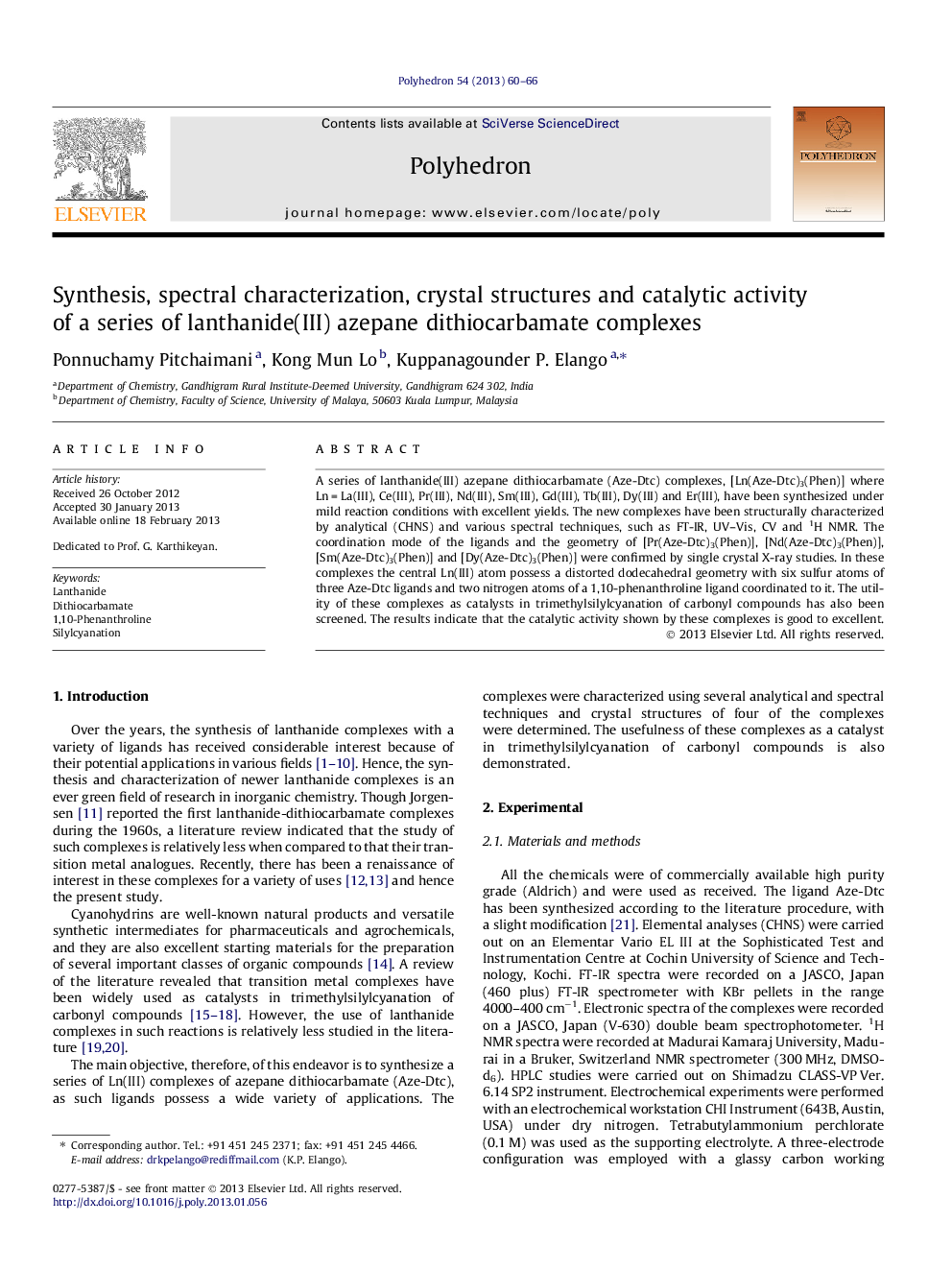 Synthesis, spectral characterization, crystal structures and catalytic activity of a series of lanthanide(III) azepane dithiocarbamate complexes