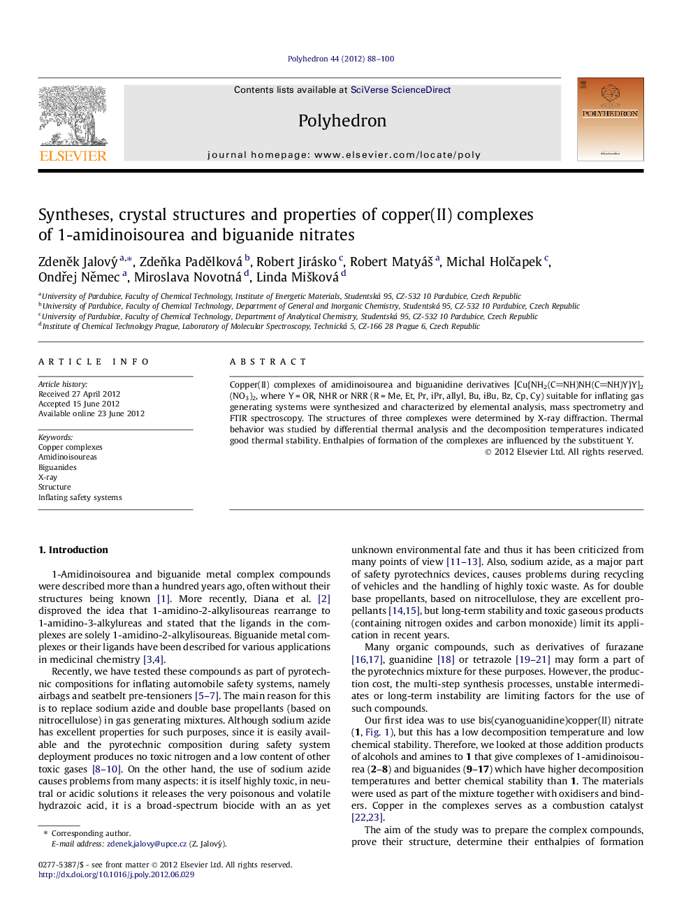 Syntheses, crystal structures and properties of copper(II) complexes of 1-amidinoisourea and biguanide nitrates