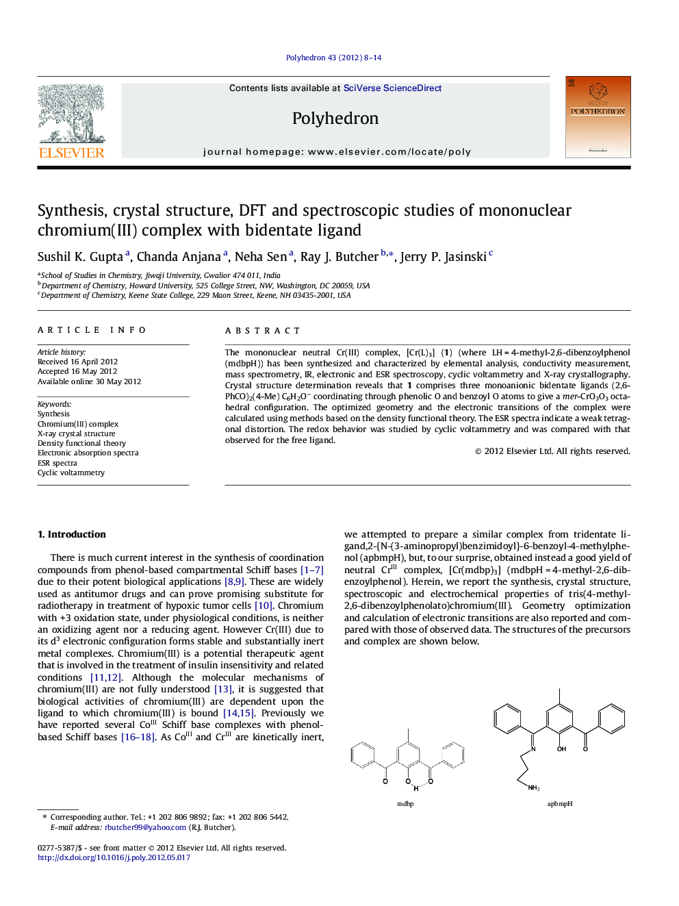 Synthesis, crystal structure, DFT and spectroscopic studies of mononuclear chromium(III) complex with bidentate ligand