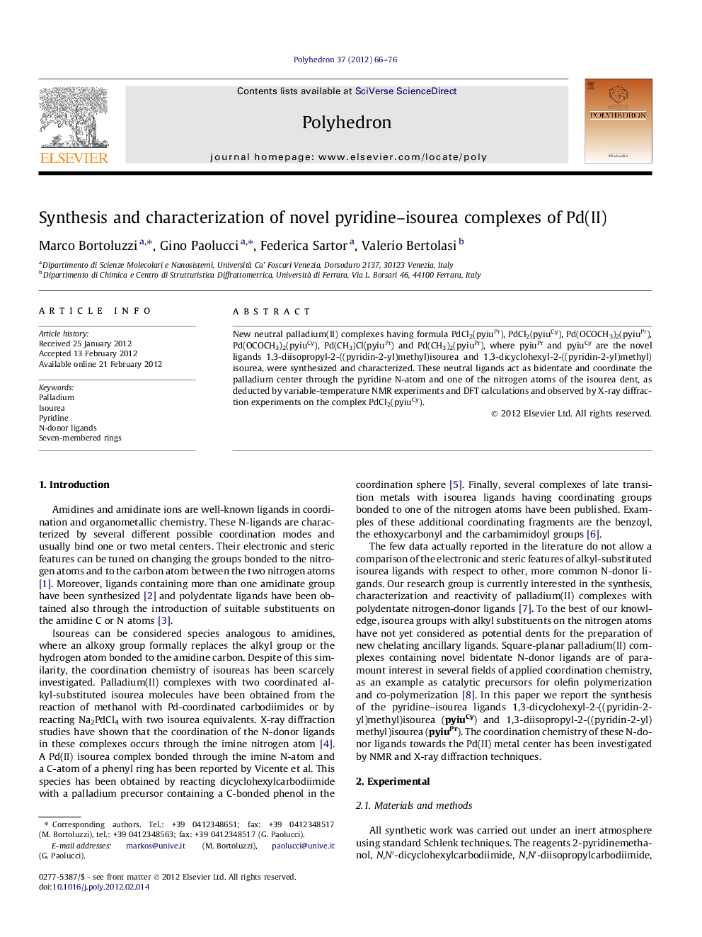 Synthesis and characterization of novel pyridine–isourea complexes of Pd(II)