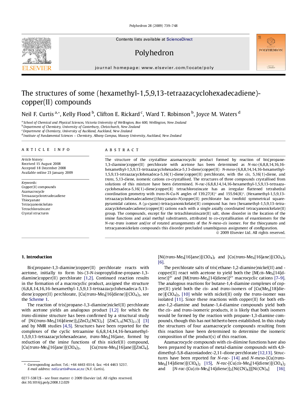 The structures of some (hexamethyl-1,5,9,13-tetraazacyclohexadecadiene)copper(II) compounds