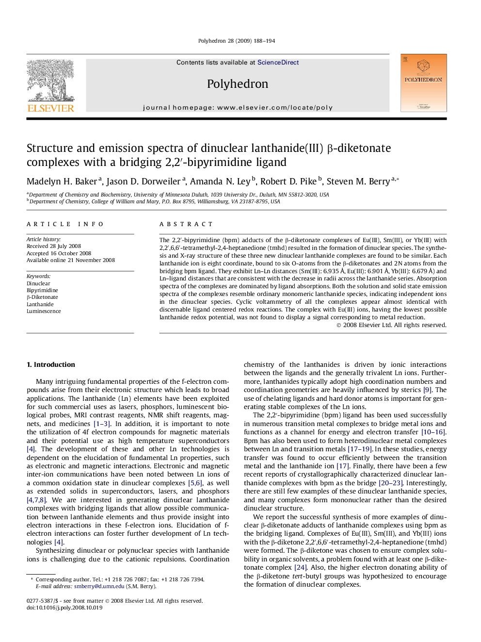 Structure and emission spectra of dinuclear lanthanide(III) β-diketonate complexes with a bridging 2,2′-bipyrimidine ligand