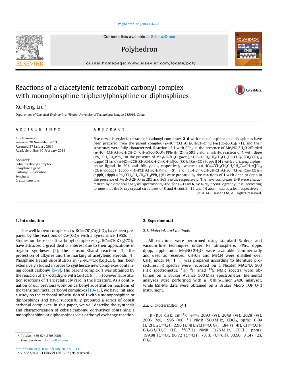 Reactions of a diacetylenic tetracobalt carbonyl complex with monophosphine triphenylphosphine or diphosphines