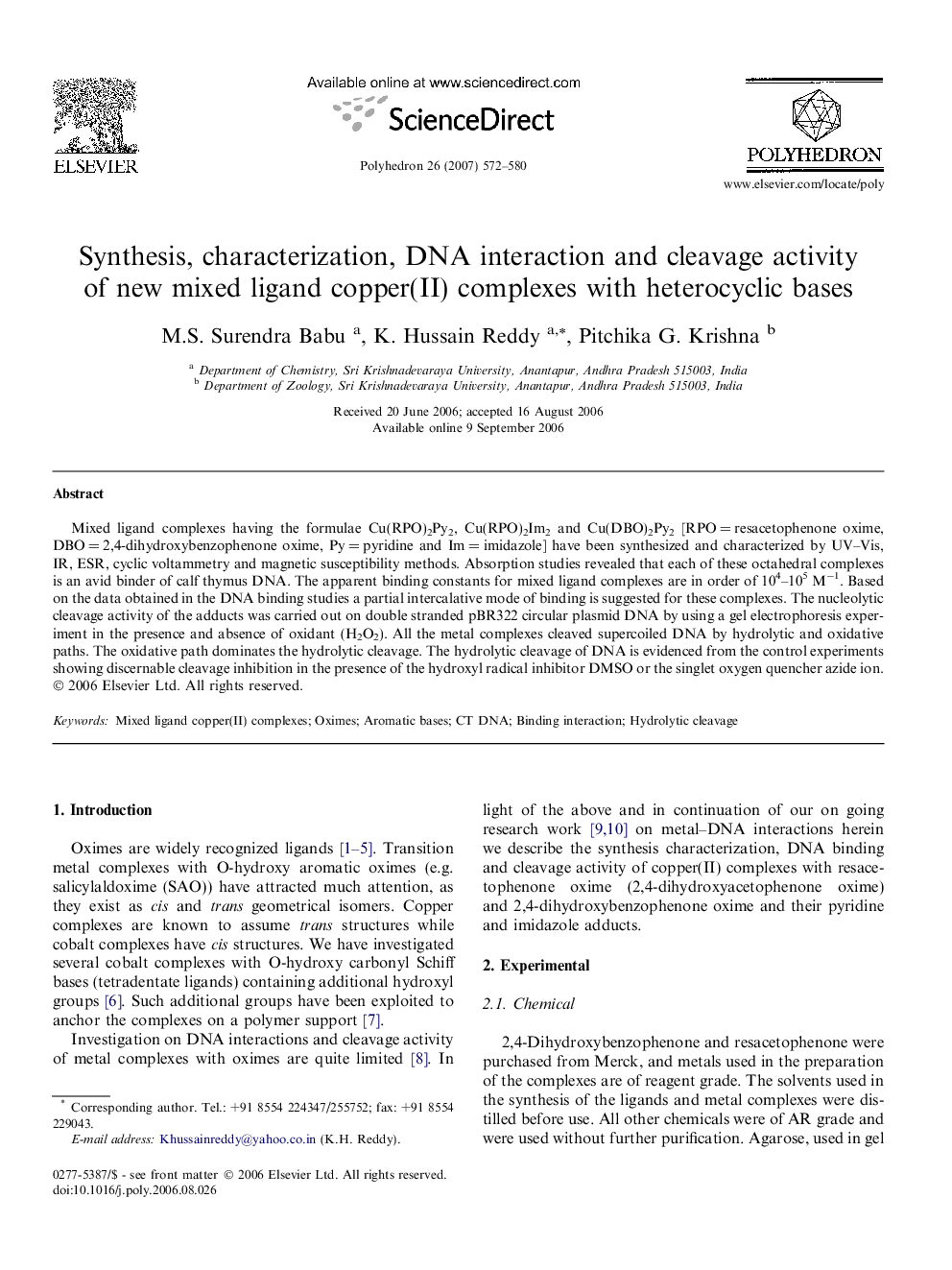 Synthesis, characterization, DNA interaction and cleavage activity of new mixed ligand copper(II) complexes with heterocyclic bases