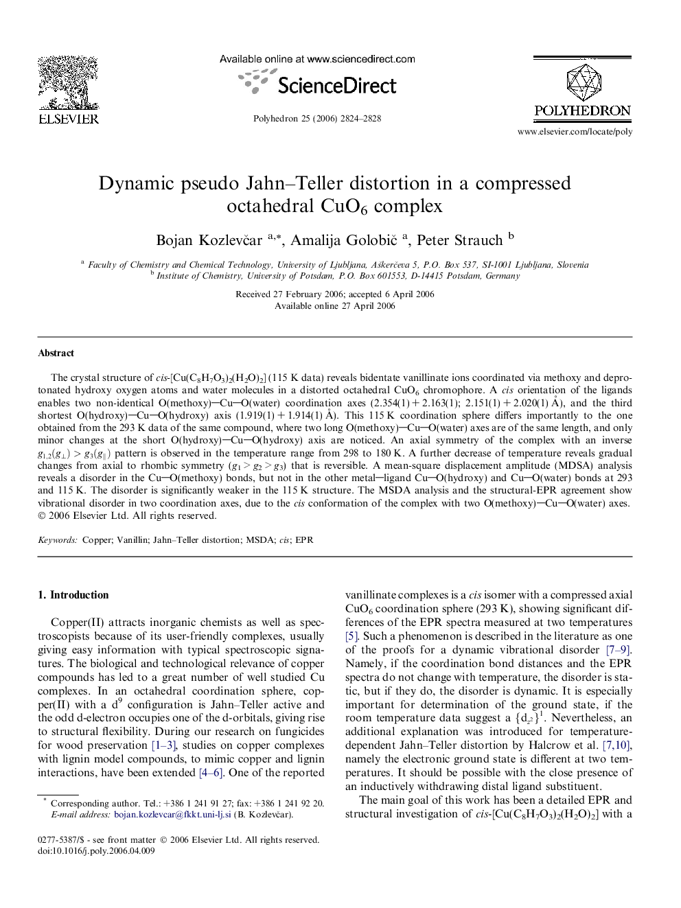 Dynamic pseudo Jahn–Teller distortion in a compressed octahedral CuO6 complex