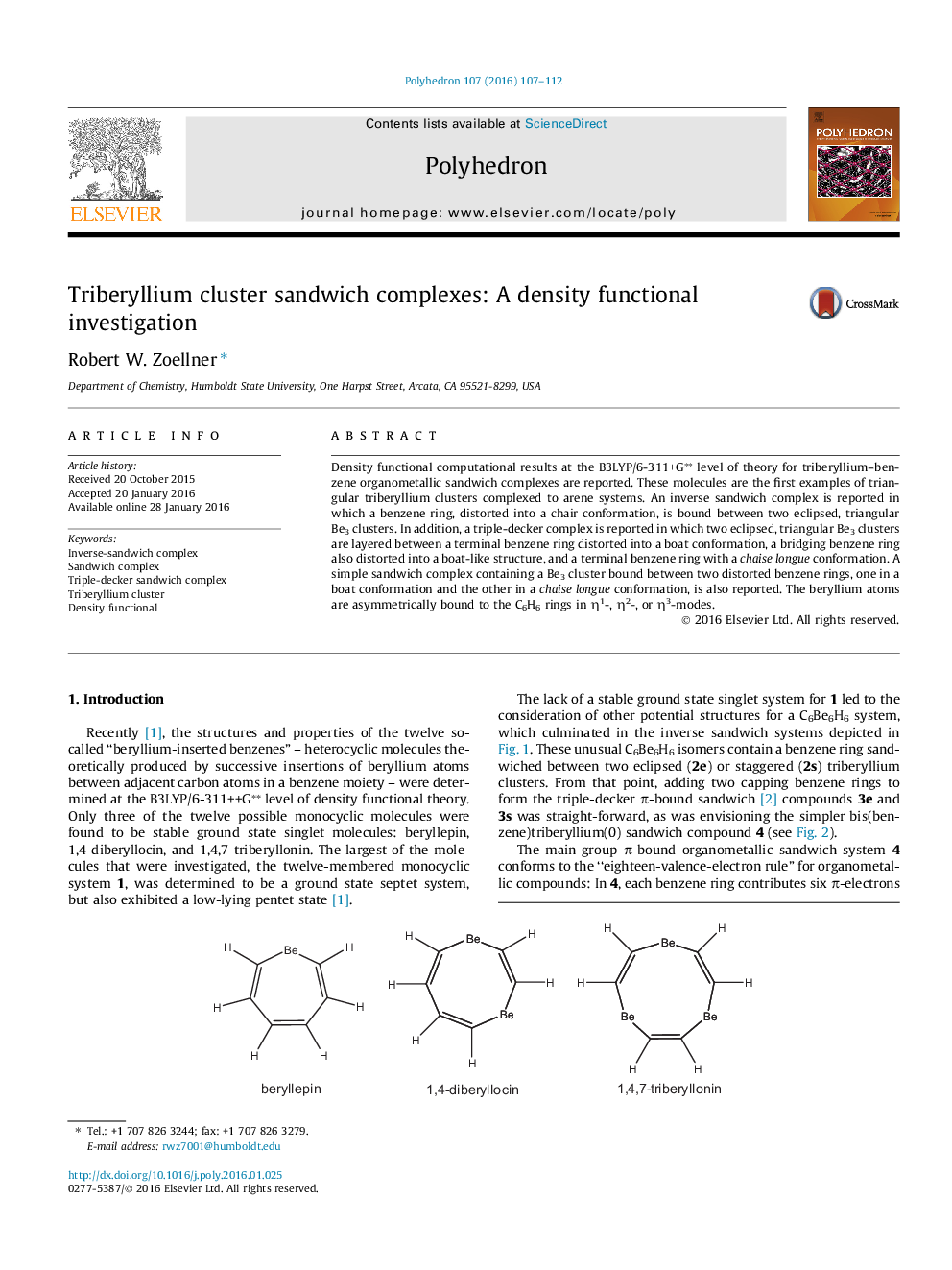 Triberyllium cluster sandwich complexes: A density functional investigation