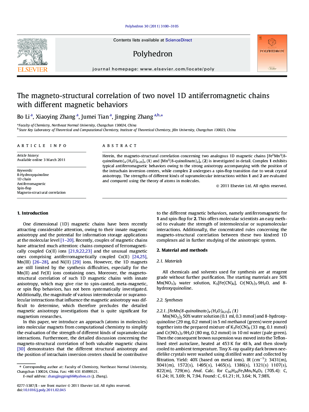 The magneto-structural correlation of two novel 1D antiferromagnetic chains with different magnetic behaviors